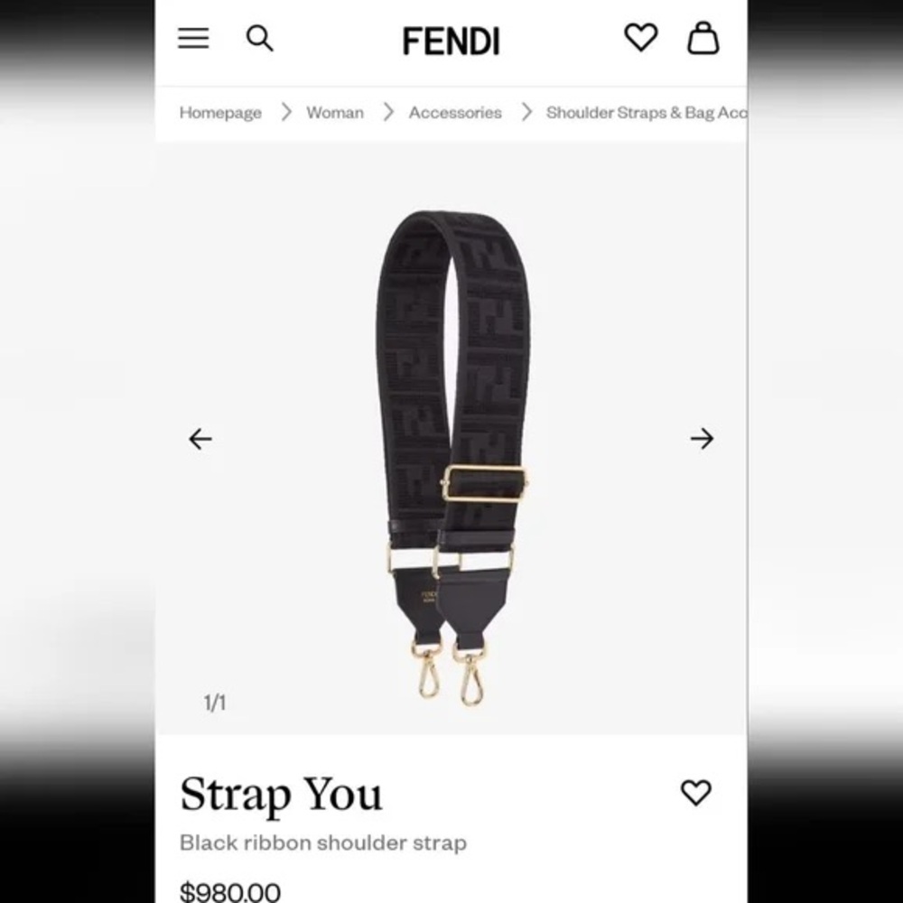 Fendi Black and Gold Shoulder Strap
